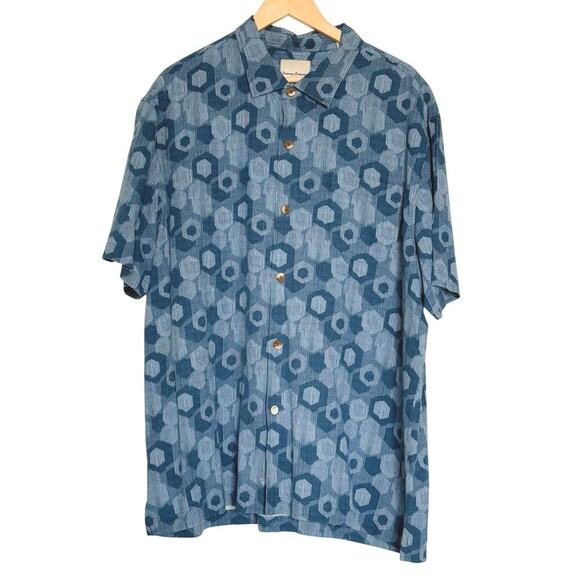 Tommy Bahama Men’s XXL Silk Blue Abstract Print  SS Shirt - Picture 1 of 5